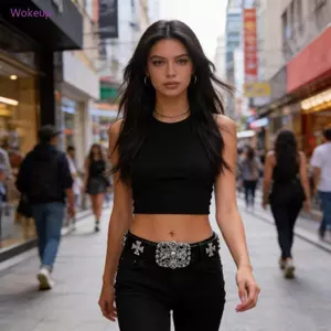 Thắt lưng da PU phong cách gothic punk, phù hợp unisex
