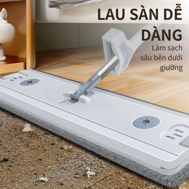 Cây Lau Nhà Tự Vắt 45cm Bàn Lau Lớn - Chổi Lau Nhà 3 Trong 1 (Lau Khô/Lau Ướt), Xoay 360°, Tiện Lợi, Đa Năng