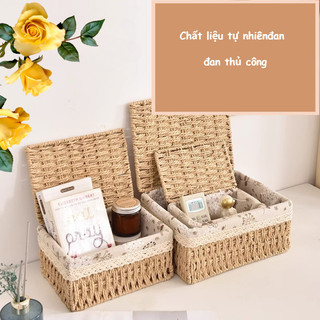 Giỏ đan Mây Lót Vải Theo Phong Cách Ins, đựng Mỹ Phẩm Và đồ ăn Nhẹ Trên Bàn, Trang Trí Nhà Cửa