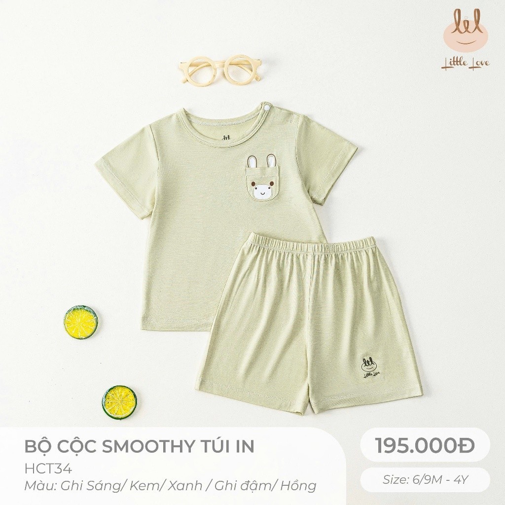 BỘ CỘC TAY VẢI SỢI TRE TÚI IN [ Siêu Mềm, Mát, Mịn Co Dãn Và Thấm Hút Mồ Hôi Tốt] Size 6M - 4Y (HCT34)