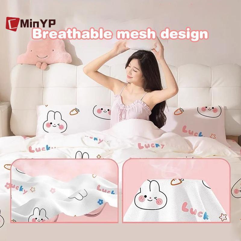 Bộ chăn ga gối đệm dùng một lần không dệt CMinYP 4 chiếc Khăn trải giường thêm Thi Vỏ chăn bông mềm mại thoáng khí cho khách du lịch Bệnh viện vinh quang