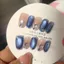Blue Galaxy Handmade Mặc Cao Cấp Gradient Mắt Mèo Tính Khí Làm Trắng Da Miếng Dán Móng Tay Bốn Mùa