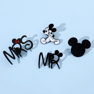 4 Cái / bộ Dễ Thương Chuột Mickey Đen Trắng Huy Hiệu Kim Loại Đầu Mickey Pin Trang Trí Trâm Cài