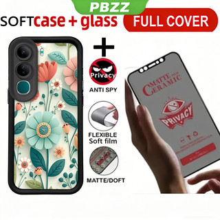 Gốm Sứ Chống Riêng Tư Với Kính Cường Lực Dành Cho vivo v40 v50 v60 lite Y19S y29s y29t y04 Y04S Y21D Y31 5G Y29 4g Vỏ Điện Thoại Lo Âu Thiết Kế Mới Hoa Dễ Thương Cho Bé Gái JTMQPH1