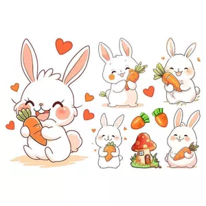 YJZT Thỏ Dễ Thương Xe Hơi Miếng Dán Điện Thân Trang Trí Miếng Dán Ốp Lưng Trầy Xước Khối Hoạt Hình Xe Hơi Miếng Dán 26.3.26