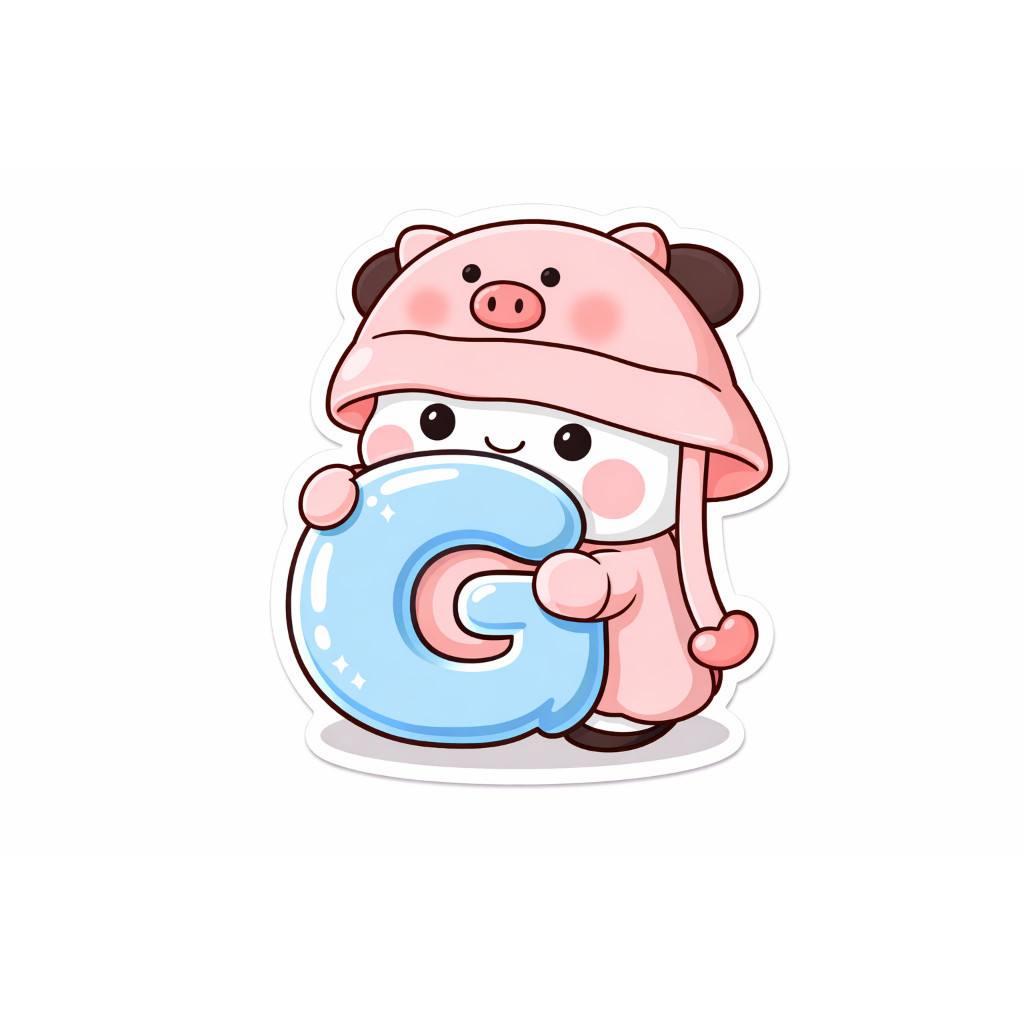 Móc Khoá Chữ Cái Bé Heo Hồng Đội Mũ Cute