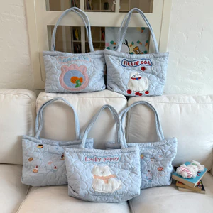 Mới Dễ Thương Thêu Nách Túi Thường Ngày Phù Hợp Với Chó Con Dễ Thương Cotton Túi Dung Tích Lớn Túi Tote Túi Đeo Vai Nữ