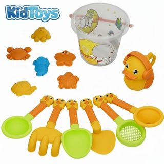Bộ xúc cát vịt vàng 14 món KidToys – đồ chơi đi biển kèm xô và bình tưới cho bé