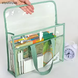 Ziyulinyuk 1 Thư mục cầm tay chống nước trong suốt di động dung tích lớn, Túi đựng hồ sơ có thể mở rộng, Túi đựng hồ sơ tự dính PVC EN