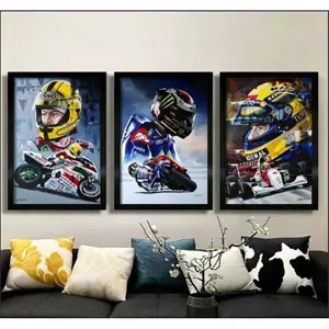F1 Motorcycle Racer Canvas Poster Wall Art for Living Room & Bar, Frameless