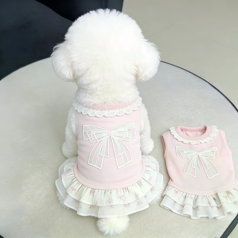 Quần Áo Cho Chó Mùa Xuân Mùa Hè Hoa Vest Khâu Đầm Bichon Teddy Maltese Công Chúa Phong Cách Váy