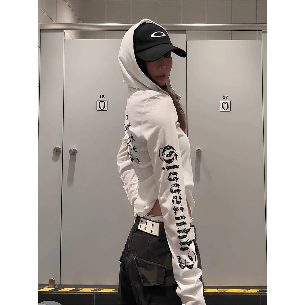 Milyfashion Áo sơ mi nữ slim-fit phong cách Mỹ xuân thu đông, độc đáo với mũ trùm đầu và tay dài