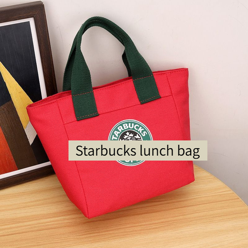 Starbucks Bố Túi Vải Di Động Cốc Nước Vị Trí Hộp Cơm Trưa Túi Mẹ Túi Đựng Đồ Ăn Trưa Học Sinh Dung Tích Lớn Làm Việc Mua Sắm