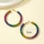 Bông tai đính đá màu sắc rực rỡ, bông tai vòng pha lê handmade boho, quà tặng