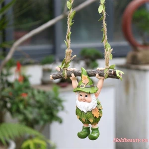 Tượng Gnome Nhựa Điêu Khắc Xoay Treo Trang Trí Trang Trí Ngoài Trời Cho Bãi Cỏ