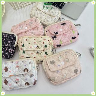 [Còn hàng] Túi lưu trữ chăn bông dễ thương NOOKSTORY, Ví đựng tiền xu chìa khóa Hộp đựng ID Quilted Ví đựng tiền xu hoa hoạt hình, Hộp đựng thẻ di động đa chức năng