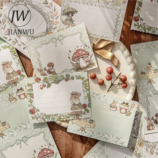 JIANWU Trà Đảng Series Vintage Cổ Tích Truyện Hoa Biên Giới Phong Cảnh Chất Liệu Cắt Dán Memo Pad Sáng Tạo Rác Tạp Chí Văn Phòng Phẩm