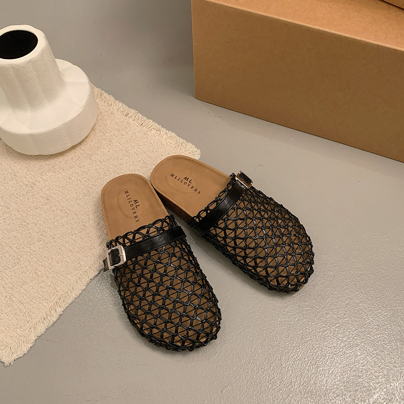 Atikota Dép xăng đan lưới rỗng dành cho nữ, khóa cài thời trang, đế mềm, thoáng khí, thoải mái khi đi chơi ngoài trời, nhẹ, dép xỏ ngón hàng ngày.