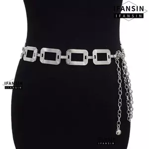 Thắt lưng IFANSIN khóa vuông, dây chuyền kim loạichunky thời trang, phù hợp với quần Jeans