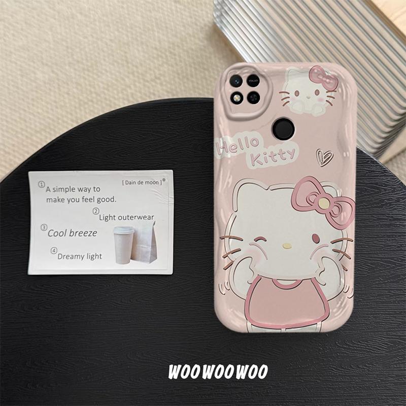 Vỏ Cho Redmi 9C Redmi 10C Phim Hoạt Hình Kem Cặp Đôi Mèo Mềm TPU 3D Sóng Silicon Vỏ Điện Thoại