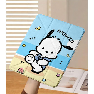 Pochacco beach summer Ốp bảo vệ gập chữ Y cho iPad cho Air 4/5/6/7/8 M3 M5 iPad Gen 11 A16, Pro 11 M4  Chống sốc
