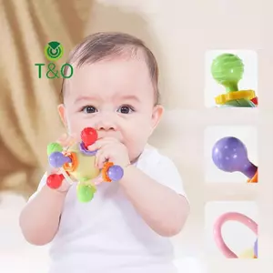 Bóng cầm tay dán răng Manhattan Gnawing và có thể uống được Đồ chơi âm thanh lục lạc Đồ chơi phát triển học tập cho trẻ sơ sinh [mới]