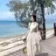 Váy không tay cổ dây hẹp kiểu dáng kỳ nghỉ Pháp, thiết kế xù, dáng dài