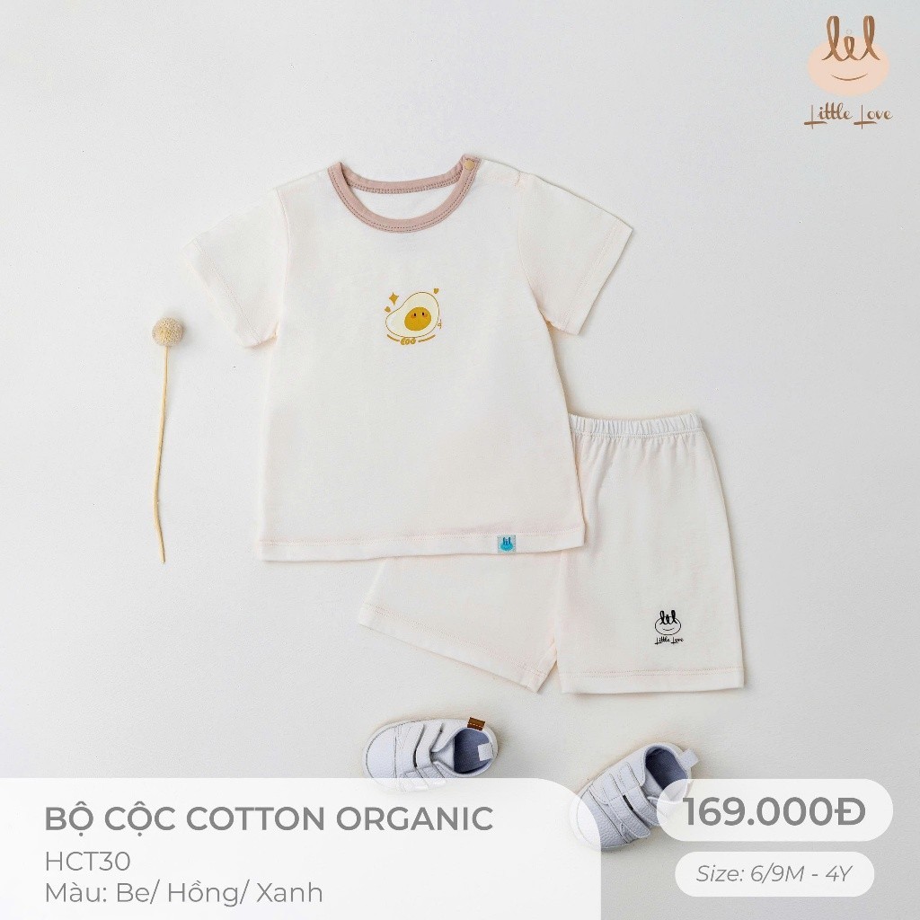 Bộ cộc tay cotton [Organic mềm mỏng mát, thấm hút co dãn tốt ] dành cho bé từ 6M -4Y (HCT30)