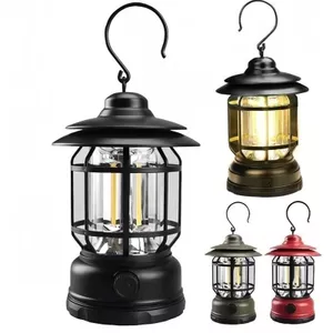 Đèn cắm trại cổ điển IPX4 chống nước - Ánh sáng ấm, 3 chế độ, hoàn hảo cho nội thất và ngoại thất.