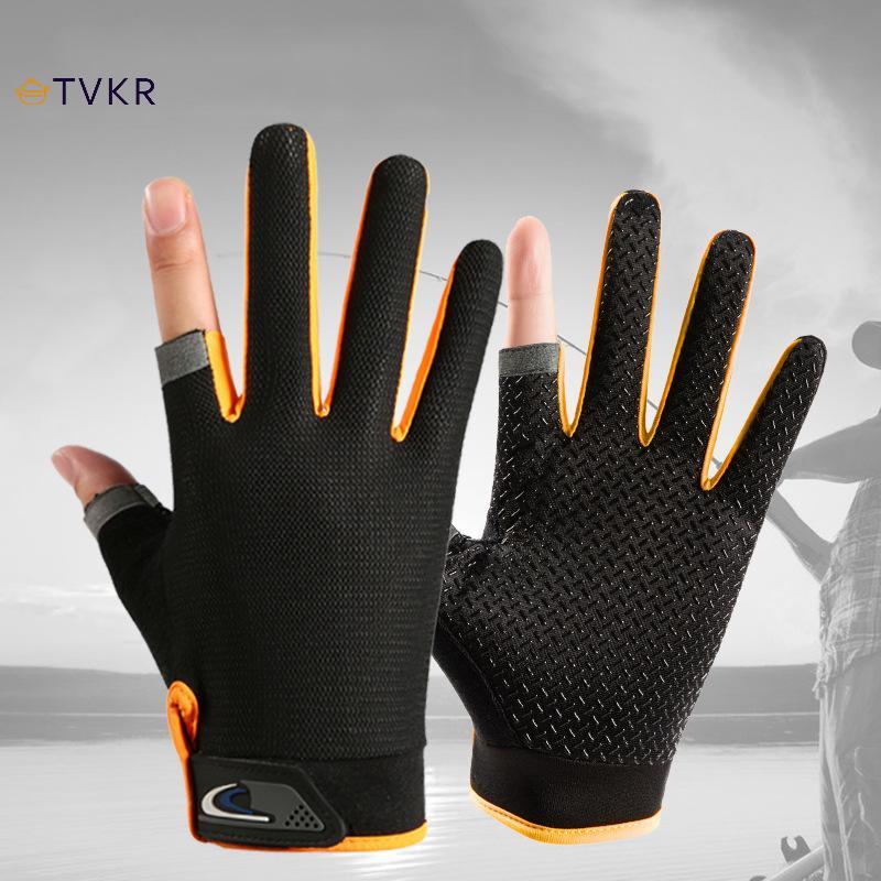 TVKR 1 Cặp Găng Tay Câu Cá Thoáng Khí Chống Trơn Trượt Hai Ngón Tay Cắt Thể Thao Ngoài Trời Câu Cá Găng Tay Đi Xe Đạp Thể Dục Cá Chép Mitten OIK