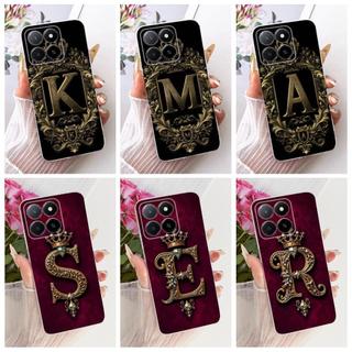 Dành Cho Honor X5B Plus X5C Plus X5 Plus Ốp Lưng Trong Suốt Mỏng Mềm TPU Vỏ Điện Thoại Silicon Màu Đen Đỏ Họa Tiết Chữ Cái Vỏ
