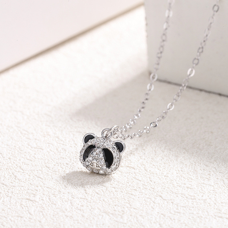 Vòng cổ gấu trúc nhỏ đa năng thời trang bạc S925