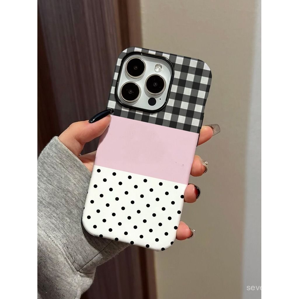 Ốp Điện Thoại Thích Hợp Cho iPhone 7 8 X XS XR XSMAX 11 12 13 14 15 16 17 Pro max Plus Air Lưới Ba Màu Chấm Bi Hai Trong Một Vỏ Bảo Vệ Chống Sốc Bao Gồm Tất Cả O