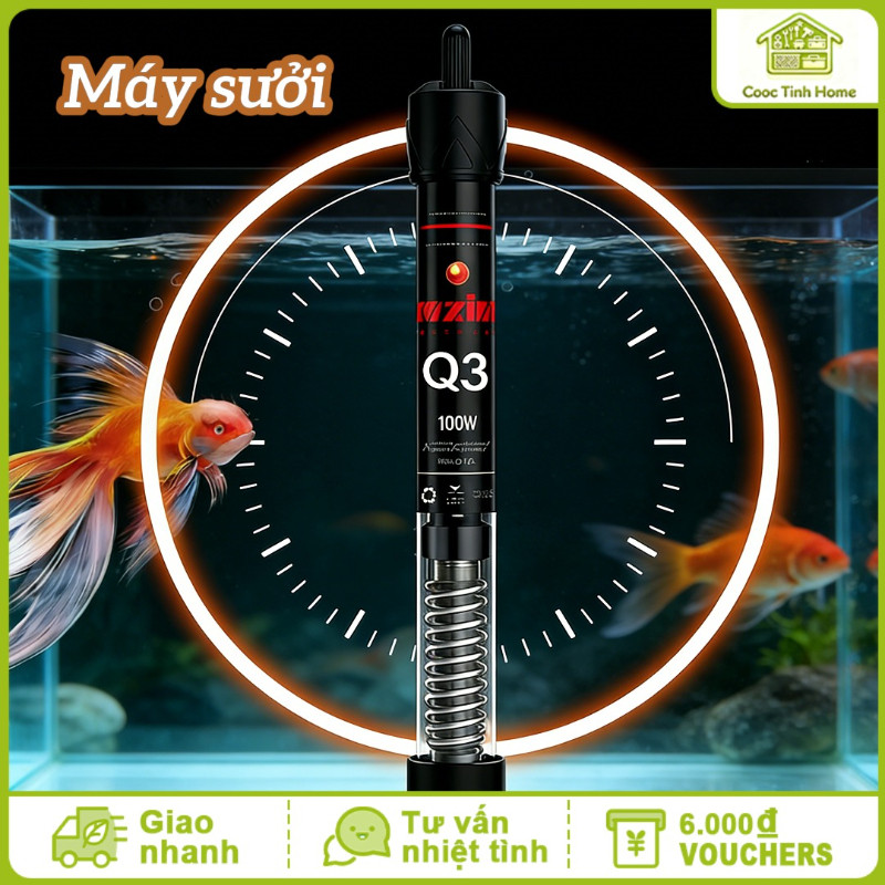 Máy Sưởi Bể Cá 25W-300W Inox Chống Vỡ Điều Chỉnh Nhiệt Tự Động Làm Ấm Nước An Toàn Cho Cá Cảnh