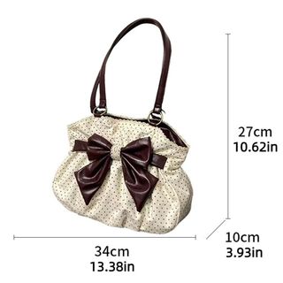 Túi đeo vai nữ SERENE, Túi xách nơ nữ cổ điển sang trọng thông thường, Chấm thẩm mỹ Y2k hợp thời trang Tất cả các trận đấu Túi đeo nách Ins Dạo phố