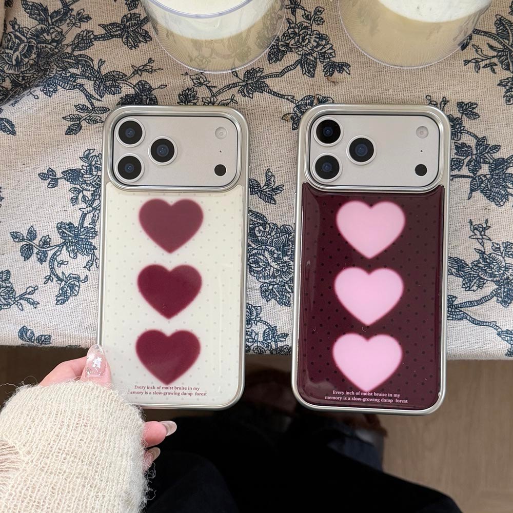 Ốp Lưng Cứng Tương Thích Với iPhone 13 14 14Pro 14ProMax 15 15Pro 15ProMax 16 16Pro 16ProMax 17 17Pro 17ProMax Ốp Họa Tiết Trái Tim Màu Đỏ Rượu Vang