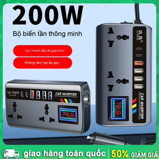 Sạc thông minh ô tô - QC3.0, 2 cổng USB, Biến tần ô tô, Xe tải ô tô, 12V/24V, Bộ chuyển đổi sang 110V/220V