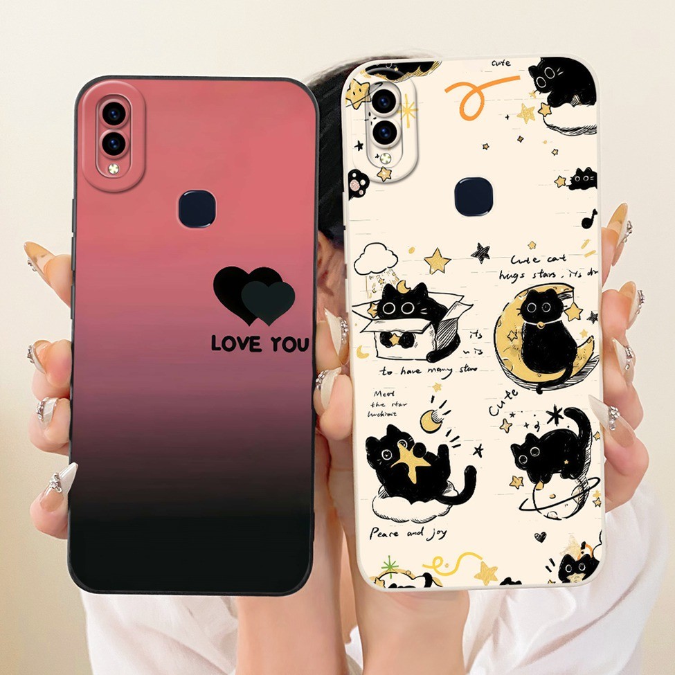 Vivo 1806 Vỏ Vivo V11i Cover Phim hoạt hình thời trang Vỏ điện thoại silicon vẽ ngộ nghĩnh dễ thương VivoV11i