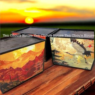 Khay gỗ vuông dán decal