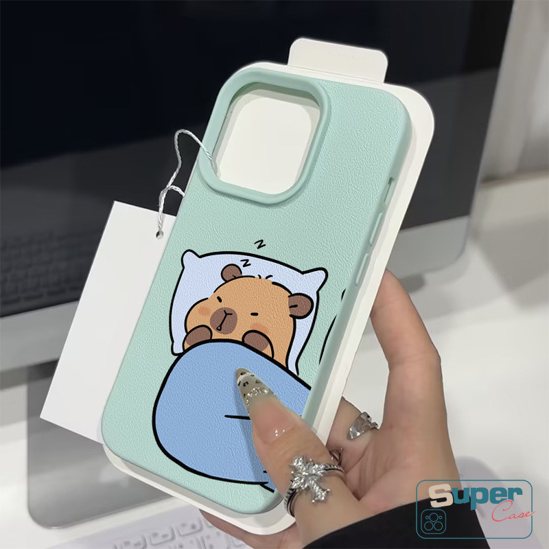 Ốp Lưng Tương Thích Cho IPhone 16 11 17 13 15 14 12 Pro Max XR 14 17 16 13 15 12 Pro 15 16 14 Plus X XS Max Cặp Đôi Thời Trang Hoạt Hình Dễ Thương Capybara Loopy Vỏ Ngủ