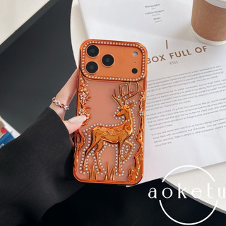 Hươu dát kim cương sang trọng Thích hợp cho vỏ điện thoại iPhone 17 Promax Mạ điện 3D Deer Apple 16 Promax 3D 15pro / 14 / 13 / 12 Vỏ bảo vệ chống rơi