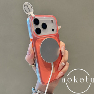 Macaron laser tương phản bán trong suốt hút từ tính thích hợp cho iPhone 17 Promax Vỏ điện thoại Apple 14 15 mới 16 Pro nữ 13 vỏ acrylic chống rơi sang trọng
