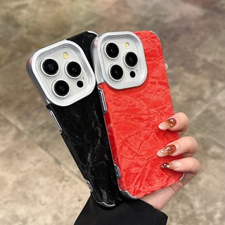 Ốp điện thoại da họa tiết màu xám titan thời trang cho iPhone 16 15 14 13 Pro Max 12 Pro mạ chống sốc Vỏ mềm Funda