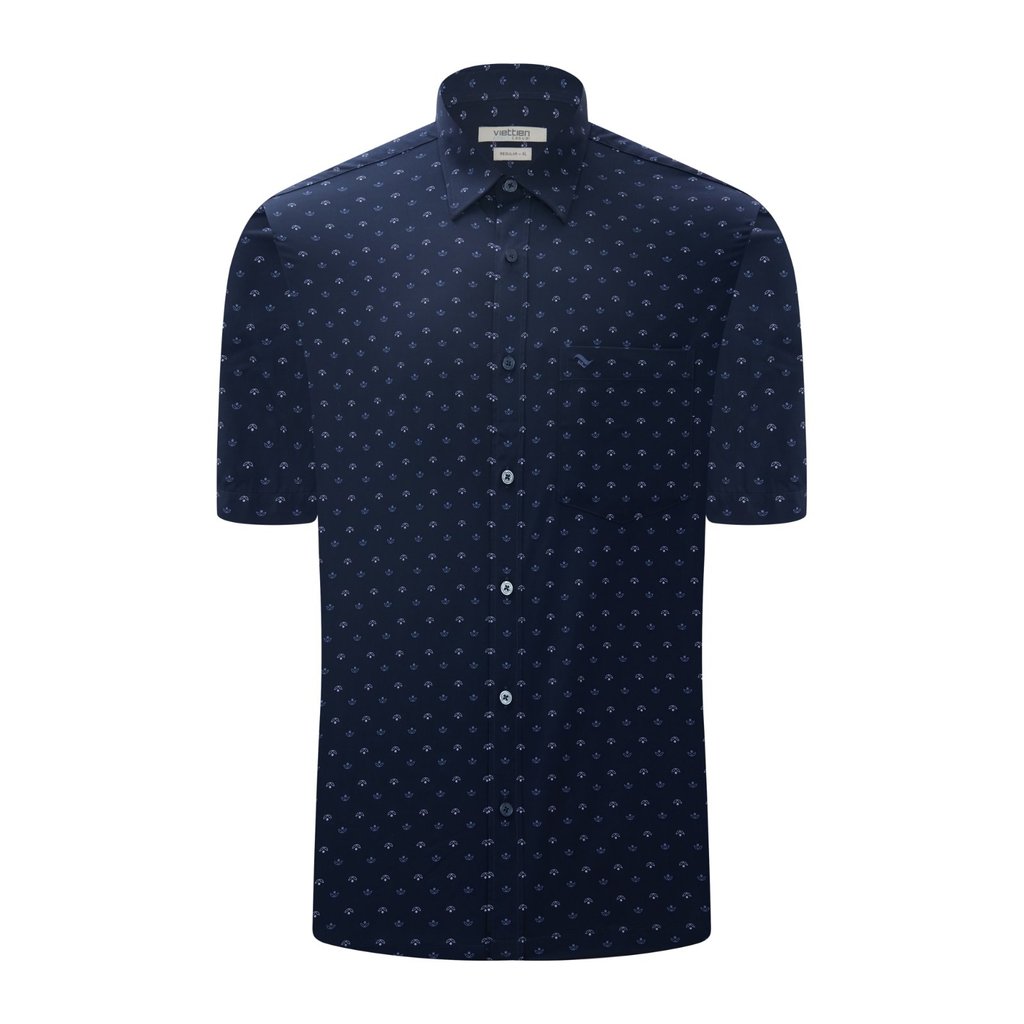 Áo sơ mi tay ngắn vạt ngang VIETTIEN SMART CASUAL vải Hoa hồng form REGULAR VT00000549