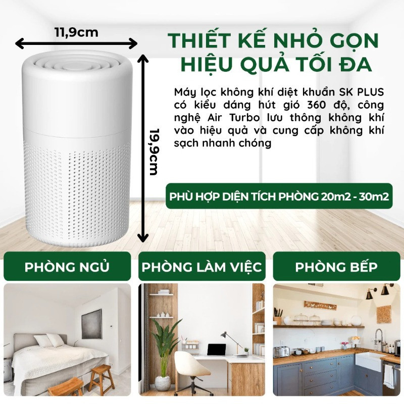 Máy Lọc Không Khí Mini Cao Cấp, Lọc Bụi Mịn Khử Mùi, Diệt Khuẩn Tạo Ion Âm Cho Không Gian Sống Trong Lành