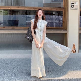 [Khuyến mãi 10%] Bộ đồ sườn xám Jacquard plus size phong cách Trung Quốc, thêu họa tiết đẹp mắt, phù hợp mùa hè