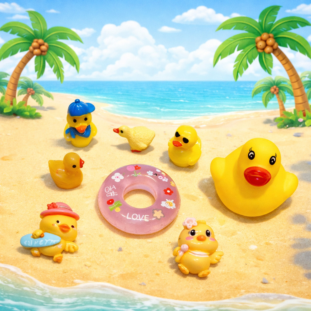 Set Charm Vịt Phao Biển Mùa Hè Cute – Trang Trí Dép Phong Cách Nhiệt Đới Dễ Thương