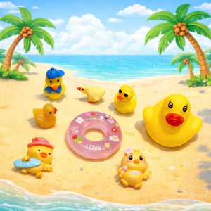 Set Charm Vịt Phao Biển Mùa Hè Cute – Trang Trí Dép Phong Cách Nhiệt Đới Dễ Thương
