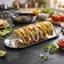 Đế Taco DELMER có khay, Giá đỡ Taco bằng thép không gỉ chống trượt, di động có cốc đựng nước sốt chất lượng cao cho khay trưng bày bánh kếp Tacos 1 / 2 / 3 / 4