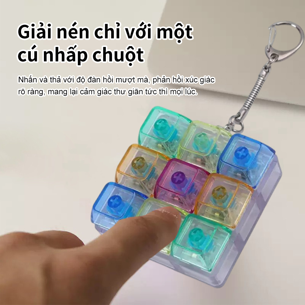 Fidget Toy kèm bàn phím - Móc khóa có nút đèn LED, Đồ chơi chống căng thẳng cho người lớn giải tỏa căng thẳng